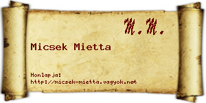 Micsek Mietta névjegykártya
